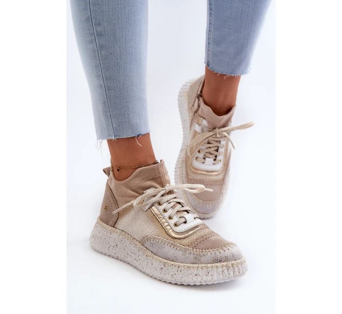 Dámské semišové polobotky model 21657272 Beige - Maciejka