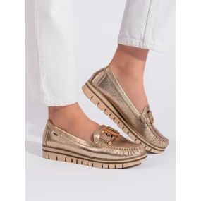 Moderní  mokasíny zlaté dámské