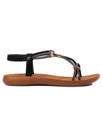 Moderní černé dámské sandály na plochém podpatku Moderní černé dámské sandály na plochém podpatku