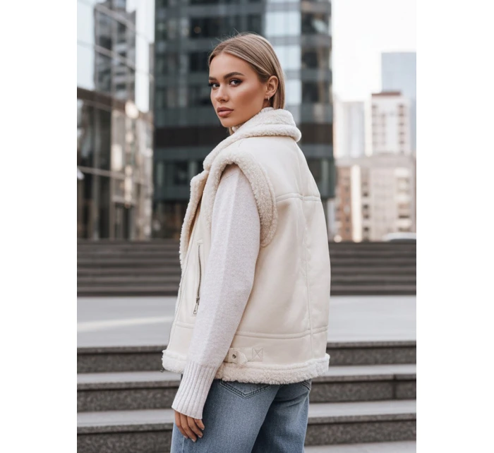 Dámská kožená vesta s ovčí kůží béžová FashionStreet TY5238z