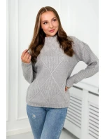 Svetr přes hlavu v šedý model 18966186 - K-Fashion Svetr přes hlavu v šedý model 18966186 - K-Fashion