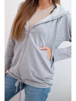 Dámská mikina s kapucí a šňůrkou dole šedá