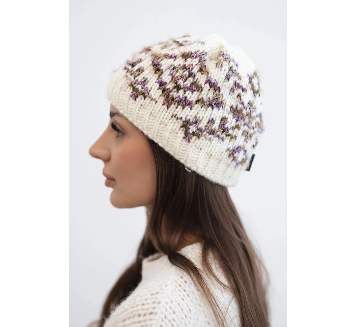 Dámská zimní vlněná čepice s ozdobnými krystalky K399 černá