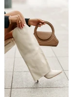 Kozačky Na Podpatku S Svrškem Světle Béžové model 21677301 - Boto