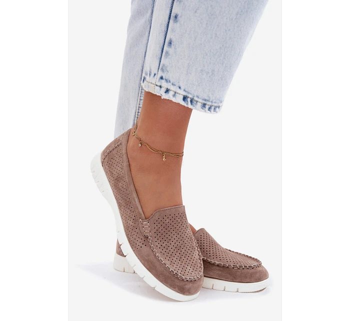 Dámské Mokasyny Vinceza Béžové z přírodního semiše