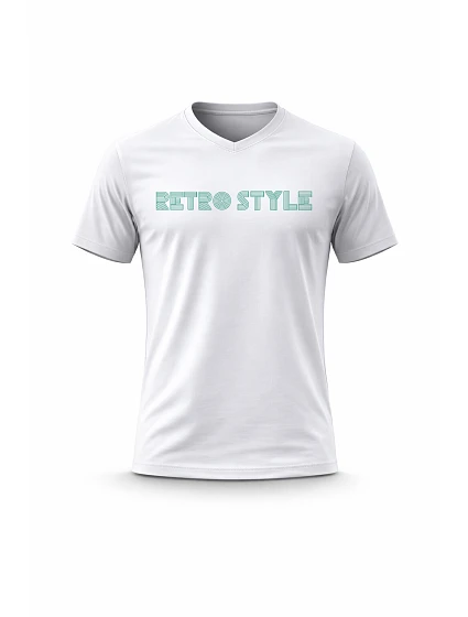 Pánské bavlněné tričko s potiskem - RETRO STYLE - bílé