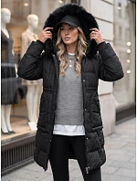 Kurtka damska zimowa pikowana z kapturem czarna model 22404752 - FashionStreet Kurtka damska zimowa pikowana z kapturem czarna model 22404752 - FashionStreet