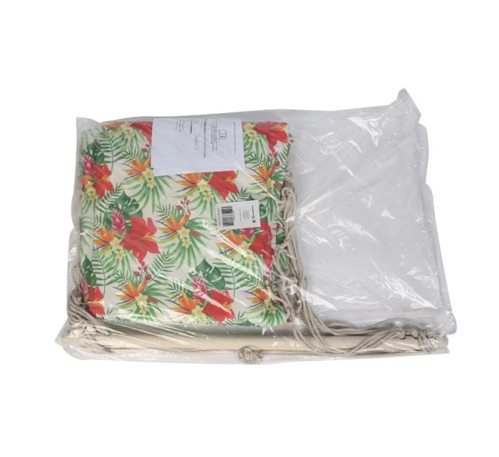 BRAZILSKÁ ZÁVĚSNÁ SEDAČKA HAMAK 100x50CM NATURE S TROPICKÝMI DŽUNGLOVÝMI PODRUČKAMI