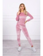 Velurová souprava se záhybem vzadu tmavě pudrově růžová