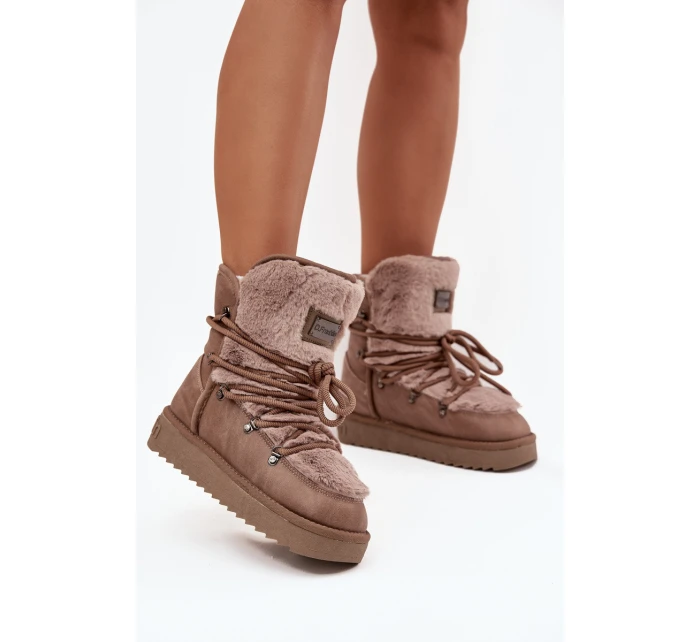 Dámské sněhule na platformě s kožešinou model 21714110 béžové - D.Franklin