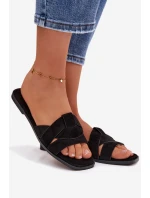 Dámské ploché sandály s pásky Eko semiš Černé model 21943346 - Boto