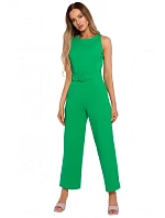 M679 Kombinéza bez rukávů s páskem a sponou - zelená