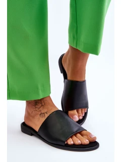 Dámské kožené hladké pantofle černe Cerise