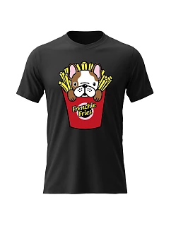 Dámské bavlněné tričko s potiskem - FRENCHIE FRIES - černé