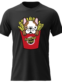 Dámské bavlněné tričko s potiskem - FRENCHIE FRIES - černé