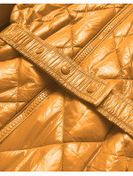 Lesklá žlutá zimní bunda s mechovitým kožíškem (W756)