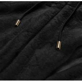 Černá kožešinová dámská bunda s kapucí (BR9596-1)
