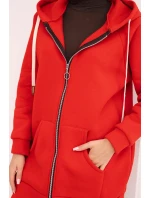 Zateplená dámská mikina s kapucí a zipem červená Zateplená dámská mikina s kapucí a zipem červená