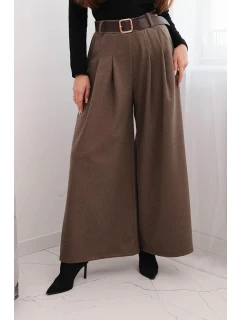 Dámské kalhoty se širokým nohavicí a páskem fango