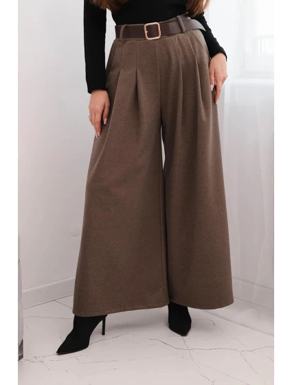 Dámské kalhoty se širokým nohavicí a páskem fango Dámské kalhoty se širokým nohavicí a páskem fango