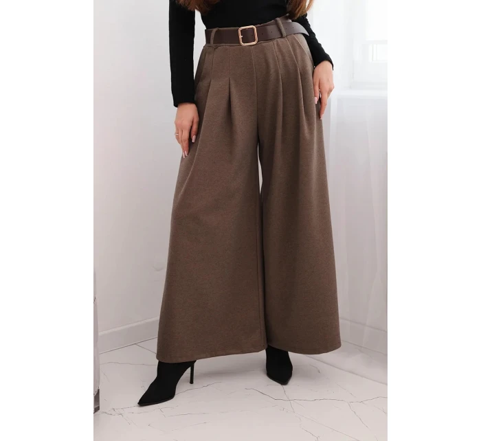 Dámské kalhoty se širokým nohavicí a páskem fango Dámské kalhoty se širokým nohavicí a páskem fango