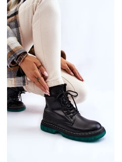 Dámské šněrovací boty se zelenou podrážkou černá model 21605506 - EVENTO