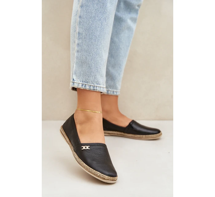 Elegantní Kožené Espadrilky Dámské model 21684110 Černé - Zazoo