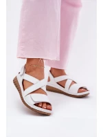 Dámské Kožené Sandály Na Suchý Zip model 21702019 Bílé - Maciejka