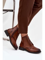 Dámské boty s izolací na nízkém podpatku s ozdobami hnědé model 21712145 - EVENTO Dámské boty s izolací na nízkém podpatku s ozdobami hnědé model 21712145 - EVENTO