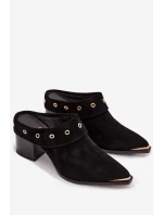 Semišové dámské kožené boty na podpatku D&A model 22031846 Černé - S.Barski