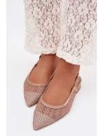 Síťované baleríny s odhaleným patou Béžové Pyvona