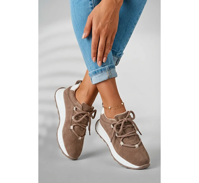 Dámské kožené semišové tenisky Hnědé model 22069525 - EVENTO