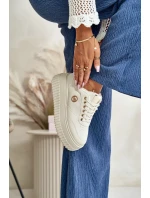 Sneakersy Sportovní Boty Dámské Zateplené Na Masivní Podešvi Béžové Ardiela