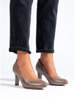 Originální lodičky dámské hnědé na širokém podpatku Originální lodičky dámské hnědé na širokém podpatku