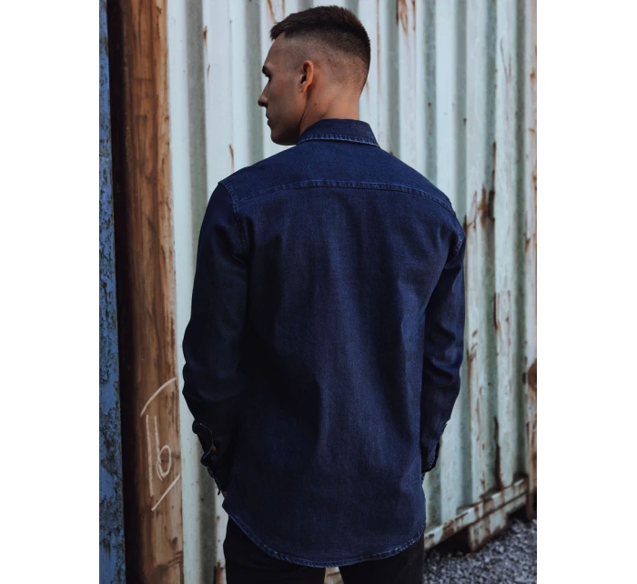 Pánská tmavě modrá džínová košile FashionStreet DX2587