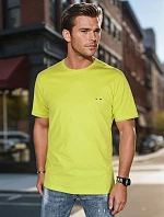 Pánské bavlněné základní tričko s výšivkou žluté FashionStreet RX5637