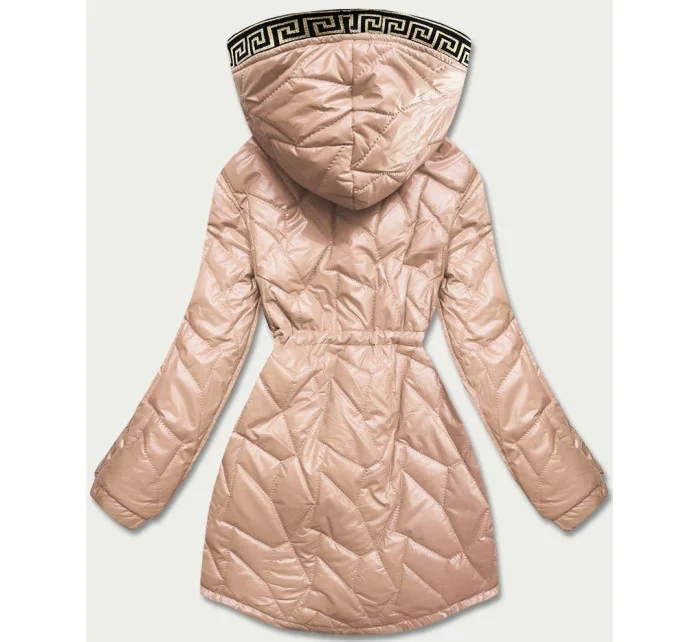 Béžová dámská bunda s ozdobným prošíváním (BR8101-101) Béžová dámská bunda s ozdobným prošíváním (BR8101-101)