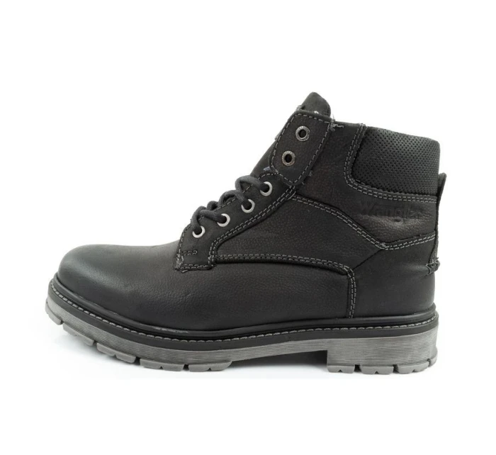 Wrangler Allan Mid pánské boty sable boots smart leather black
