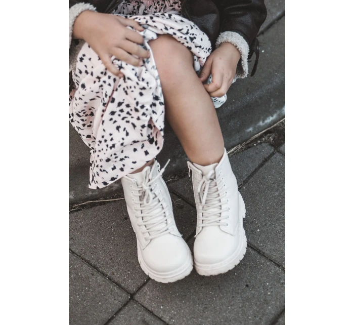 Dětské Kožené Kozačky Se Zipem Béžove model 21597399 - Boto