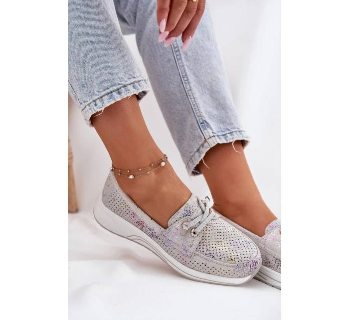 Semišové Polobotky Z Přírodní Kůže Na Platformě Artiker 56C2104 Šedé