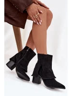 Dámská kotníková obuv na sloupku s vyvýšenou manžetou Idalia – černé Dámská kotníková obuv na sloupku s vyvýšenou manžetou Idalia – černé
