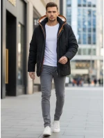 Pánská zimní bunda s kapucí černá FashionStreet TX4992 Pánská zimní bunda s kapucí černá FashionStreet TX4992