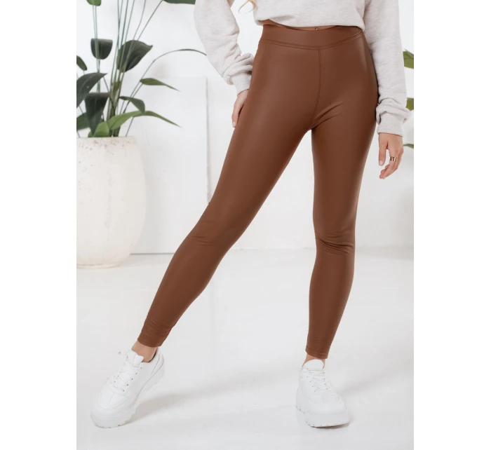 Dámské voskované hnědé legíny FashionStreet UY2725