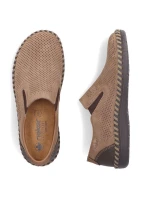 Pánská kožená prolamovaná nazouvací obuv béžová Rieker B2460-25