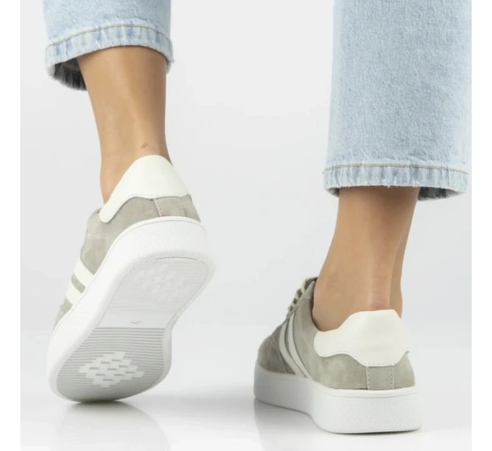 Dámské khaki kožené tenisky na platformě Filippo DP7512 dámské