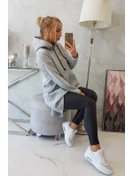 Zateplená mikina s dlouhými zády a kapucí šedá