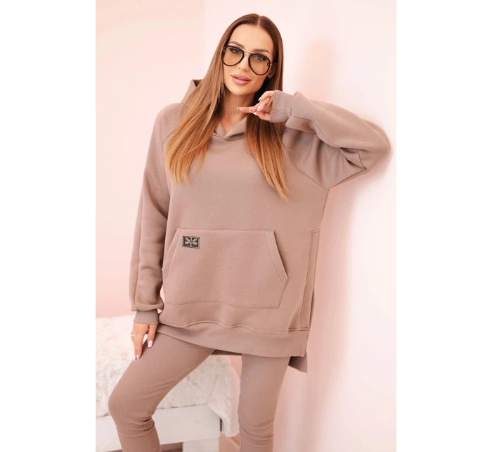 Dámská souprava bavlněná mikina s kapucí a legíny s vysokým pasem fango