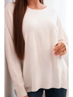 Dámský svetr s delším zadním dílem a  béžový model 21731268 - K-Fashion