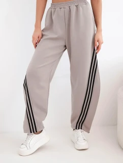 Dámské kalhoty máslové z viskózy s lampasem fango