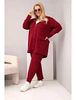Dámská bavlněná souprava Plus Size s mikinou a kalhotami bordó Dámská bavlněná souprava Plus Size s mikinou a kalhotami bordó